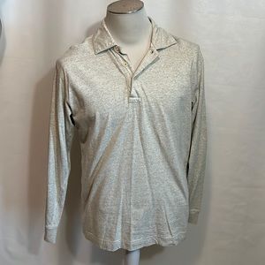 Oatmeal Heathered Long-sleeve Polo Shirt